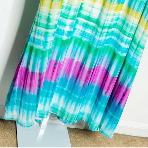 Calvin Klein Plus Size Maxi Dress Tank Dress Stretch Top Tie Dye Skirt Chiffon - Picture 6 of 13